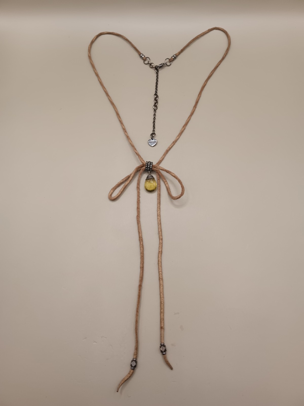 Nakamol Yellow Crystal Cord Necklace 23.75″