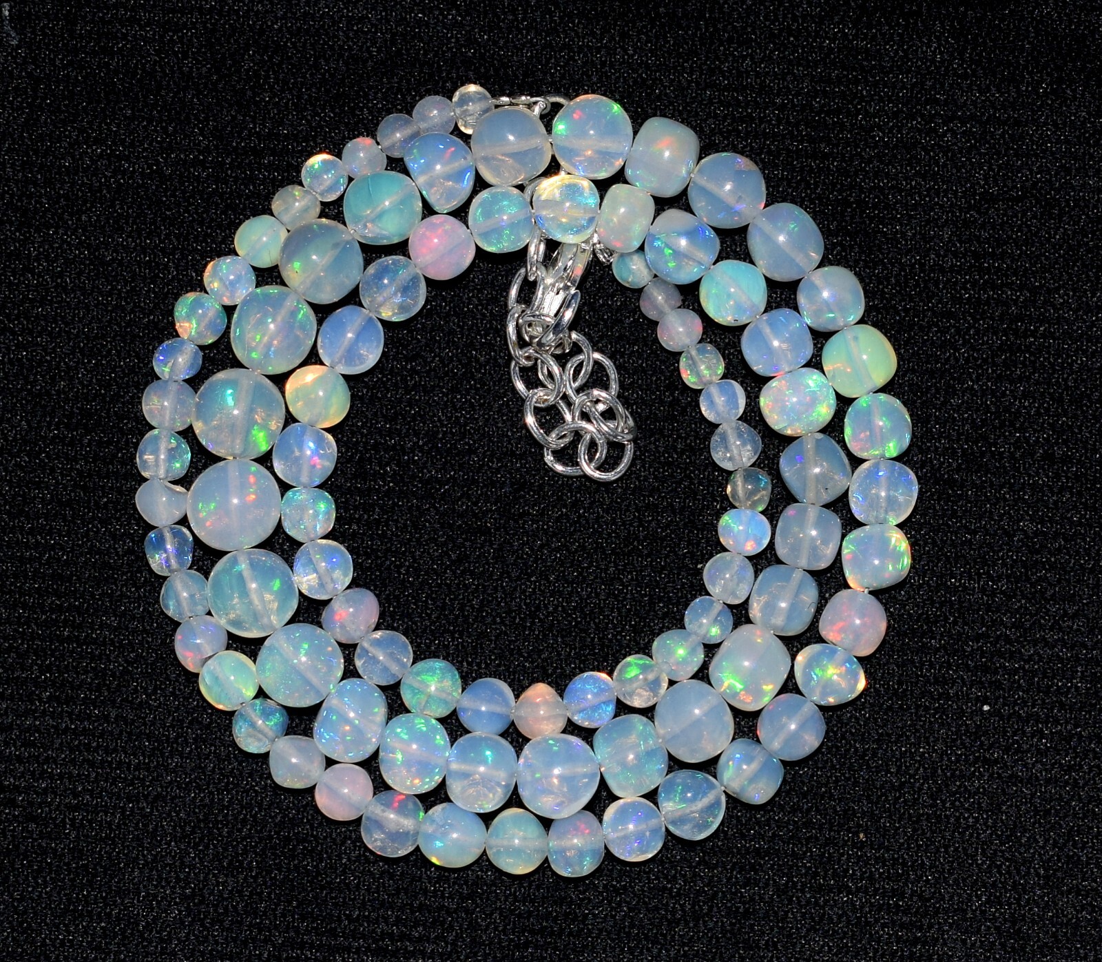 16″Natural Ethiopian Opal Wello Fire Opal Gemstone Beads Necklace Jewelry F3912