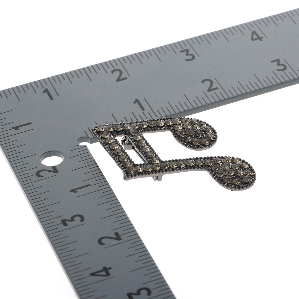 Hermatite Tone Metal Crystal Music Note Brooch P1511-HBD