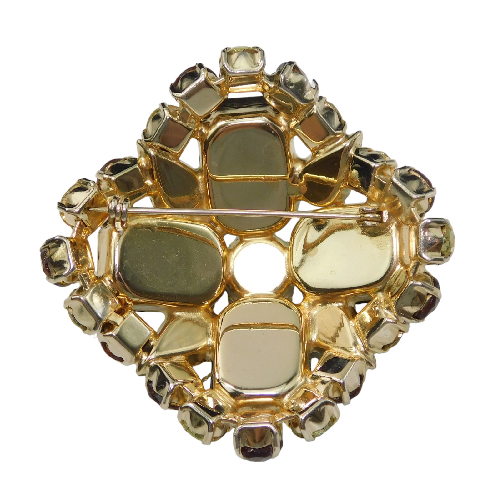 Vintage Jonquil & Topaz Rhinestone Brooch