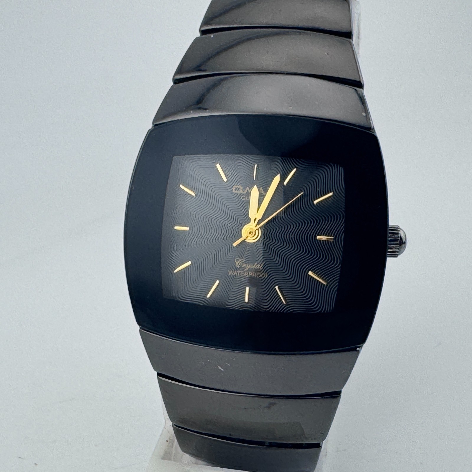 OMAX Crystal Quartz Watch Unisex 33mm Black Barrel Japan Analog New Battery 7″