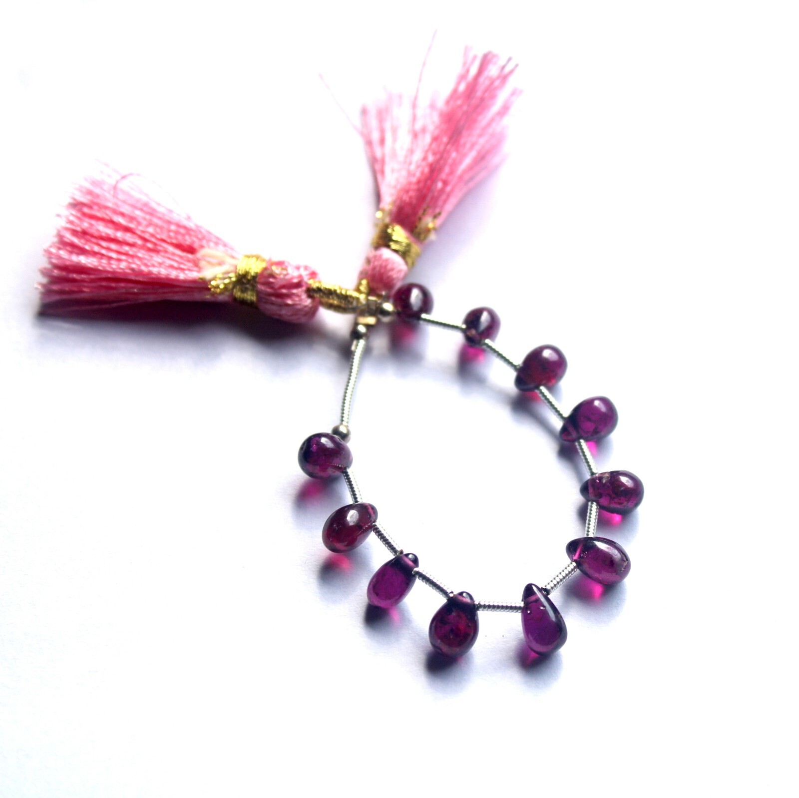 5×7-5×7.5 MM Natural Purple Pink Rhodolite Garnet Smooth Drops 4 Inch Beads