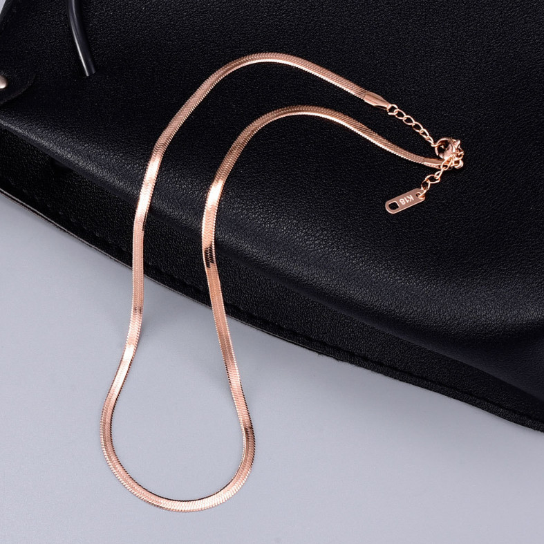 18K Rose Gold 16-18″ Stainless Steel 3mm Snake Chain Necklace Choker PE10