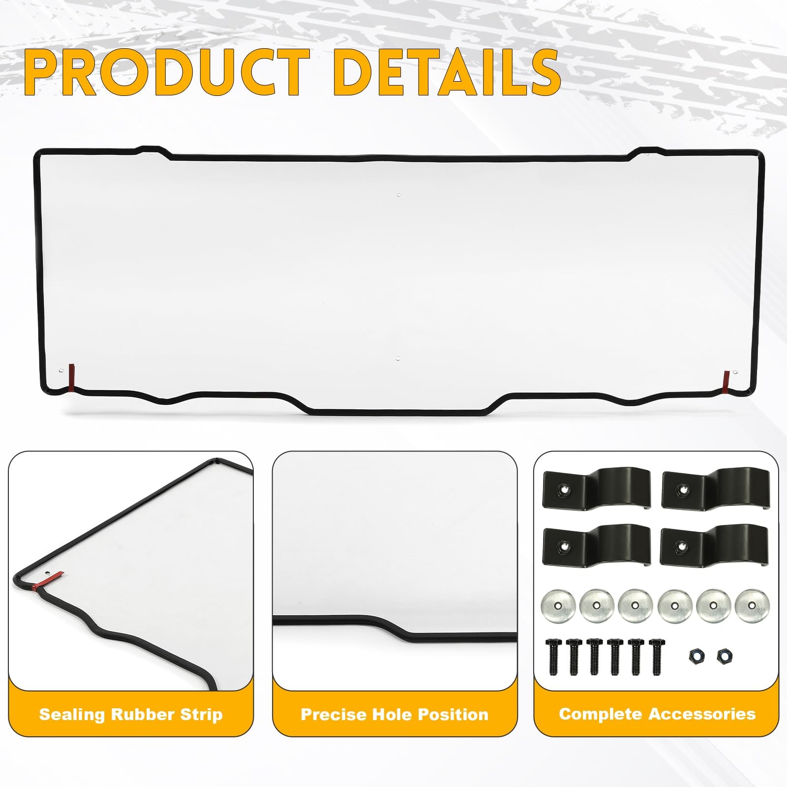 Kuafu Clear Rear Windshield Window Compatible 2013-2023 Polaris Ranger 900/1000