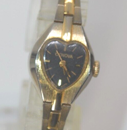 Genova Windup Heart watch, runs good with safety chain 6.75” Wrist ”GUARANTEED