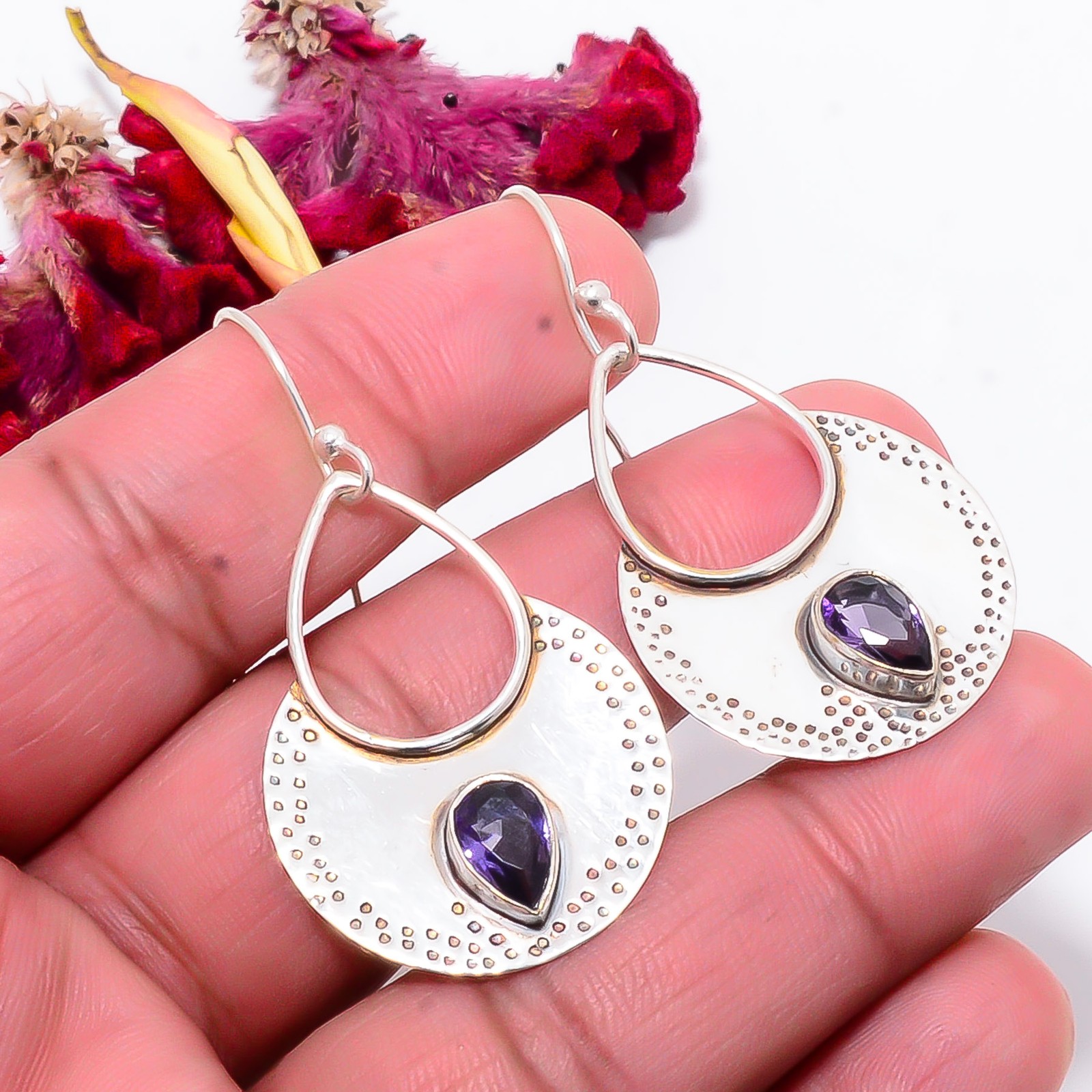 Iolite Gemstone Designer Handmade 925 Sterling Silver Earring 1.87″ Sku37