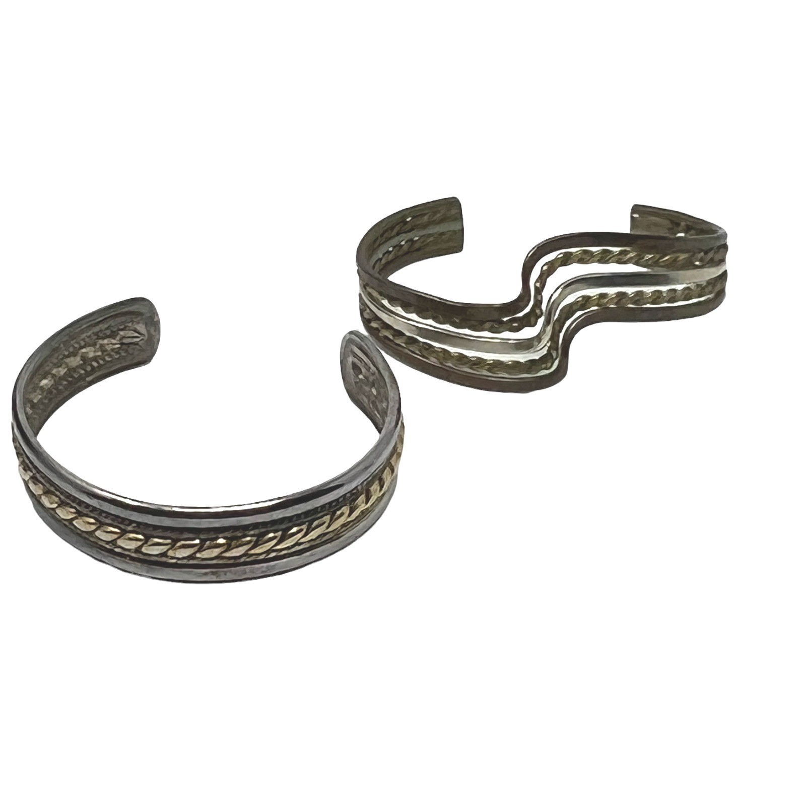Metal Bracelets Multi Color Silver Gold Copper Tone Cuffs Lot of 2