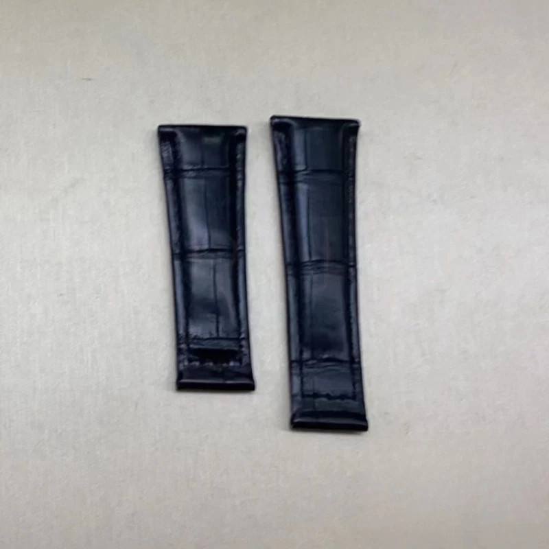 Black/Brown Croco Leather Strap Watch Band Fits Rolex Daytona Watches