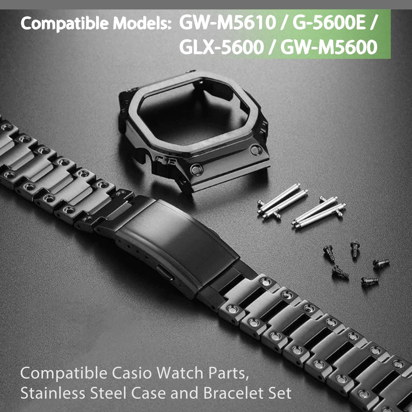 Stainless Steel Watch Case Band Mod Kit Replacement For Casio G-Shock GW-M5610