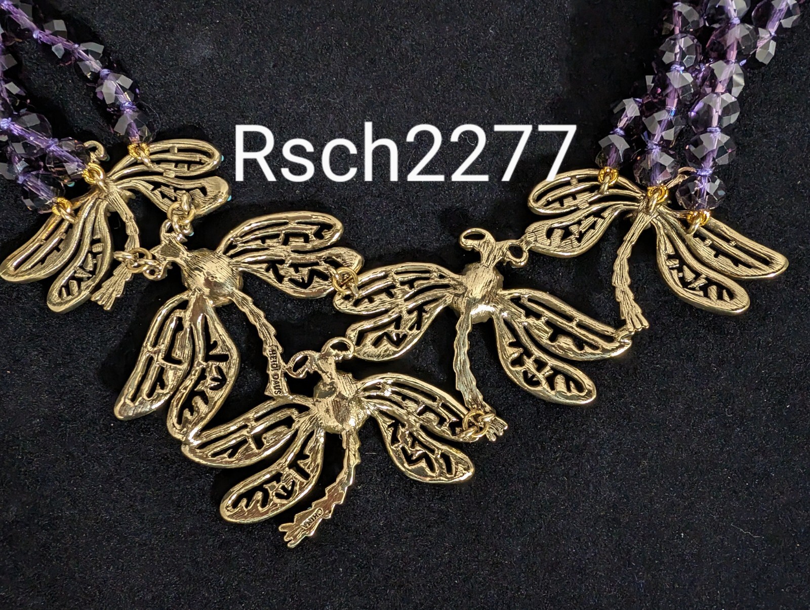 Heidi Daus “Dragonfly Artistry” Swarovski Crystal Necklace-Amethyst-AUTHENTIC