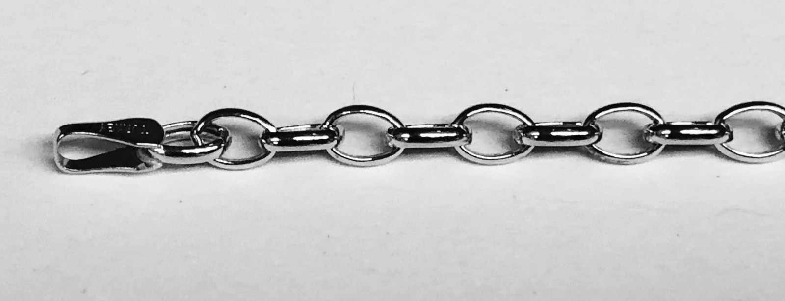 14k White Gold Oval Cable ROLO Link Pendant Chain/Necklace 18″ 3.3 mm 3.9 grams