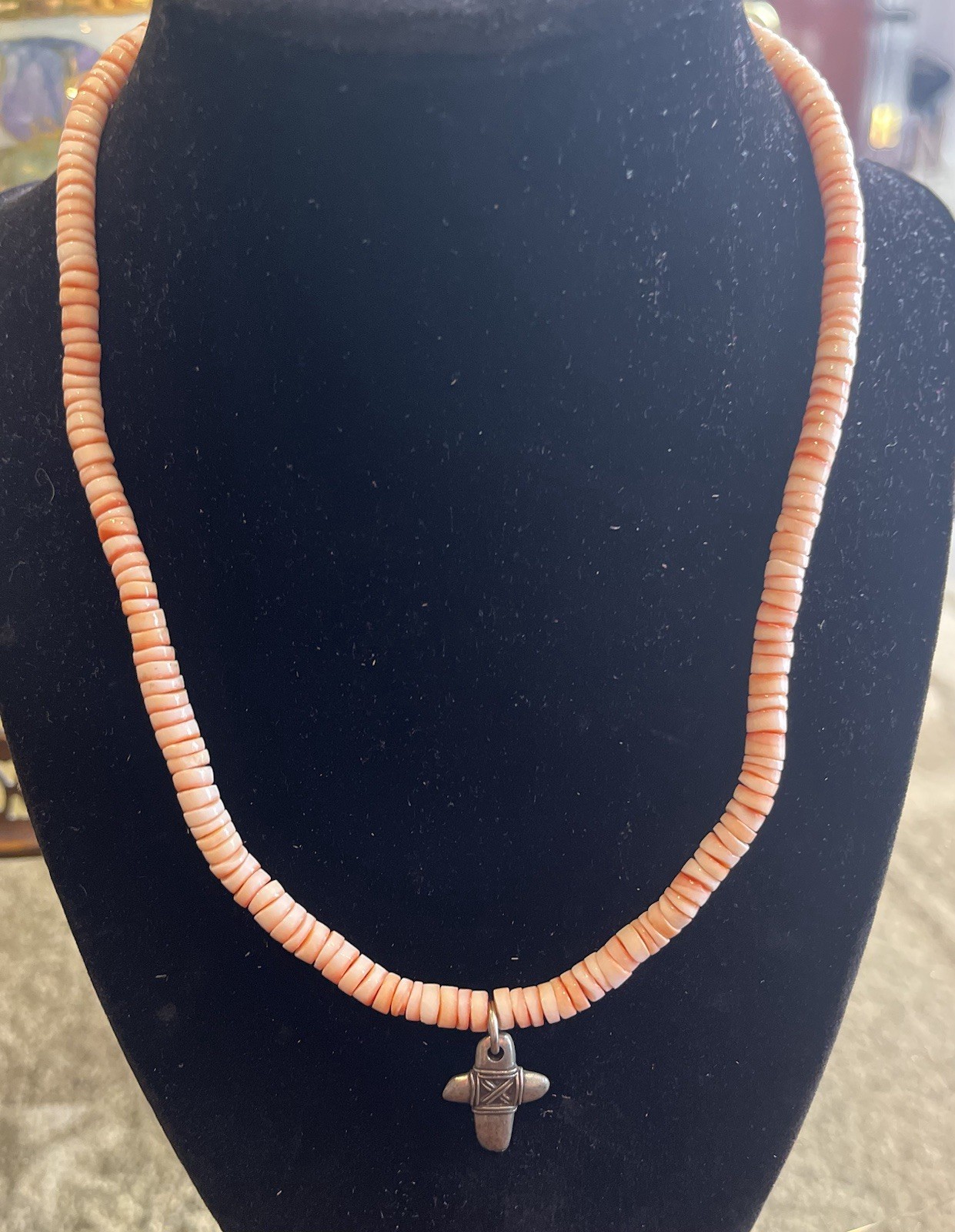 Pink Conch Shell Beaded 925 Sterling Silver necklace