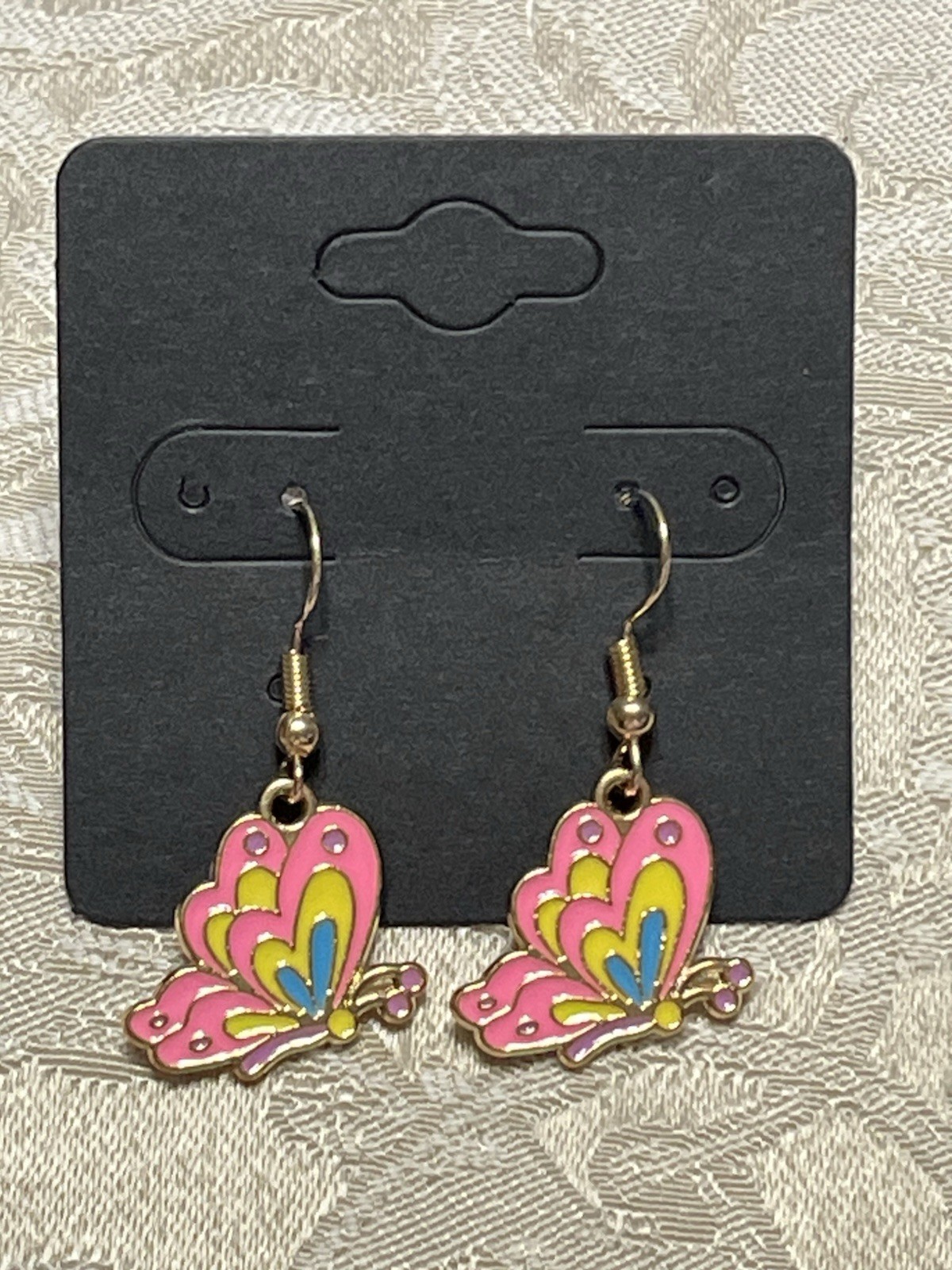 Vintage Colorful Butterfly Gold Dangle Fashion Bohemian Casual Fun Earrings