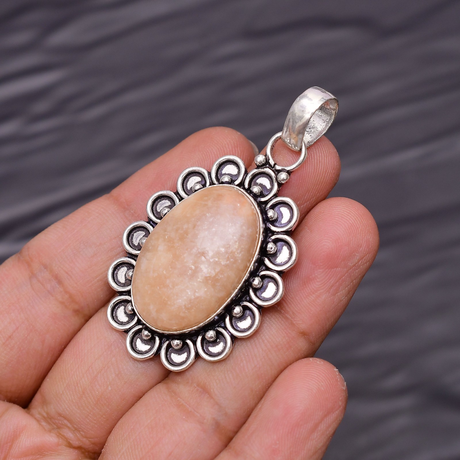 Orange Aventurine Gemstone 925 Sterling Silver Jewelry Pendant 2.04″