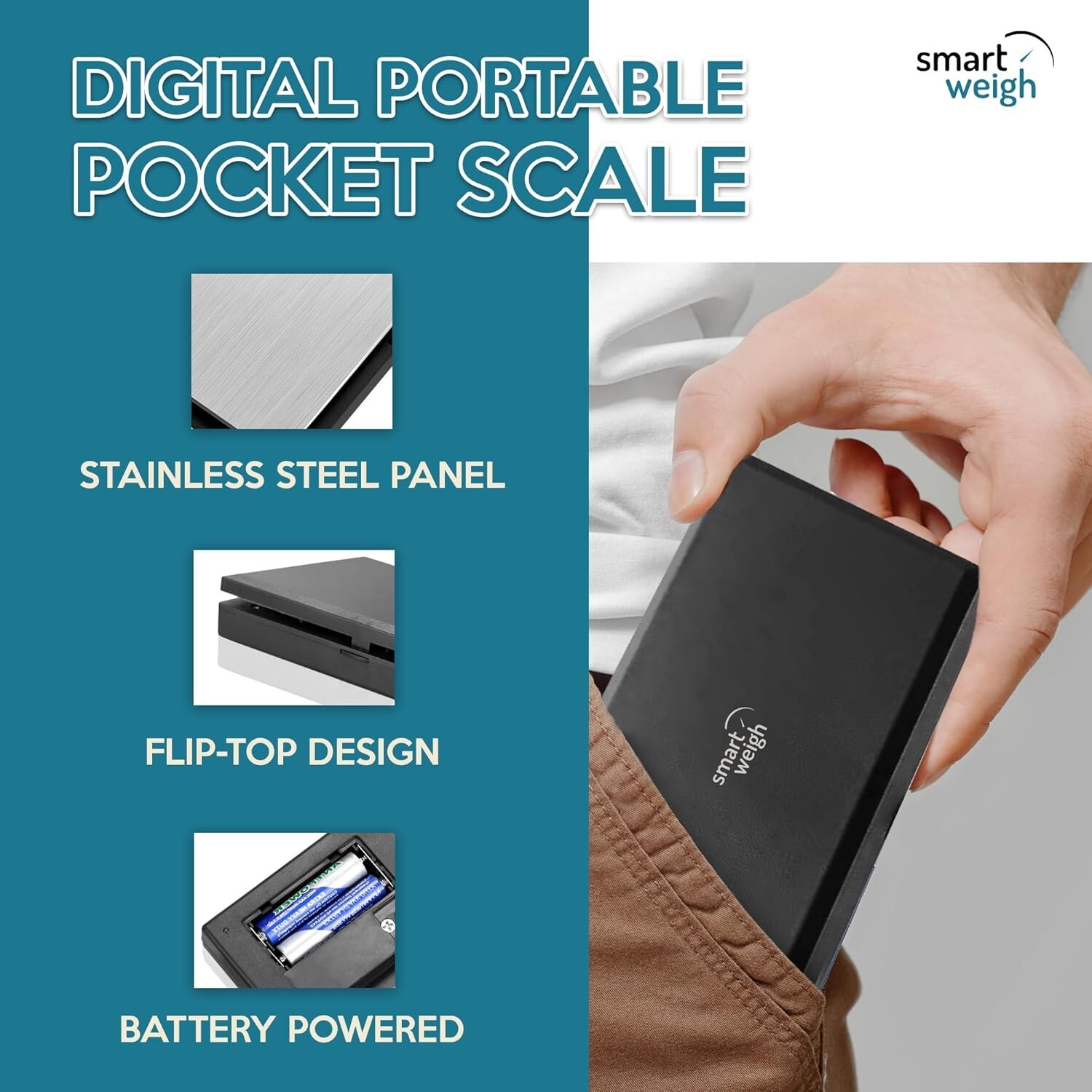Smart Weigh Digital Pocket Gram Scale, 200g x 0.01g, Jewelry, Food, Medicine