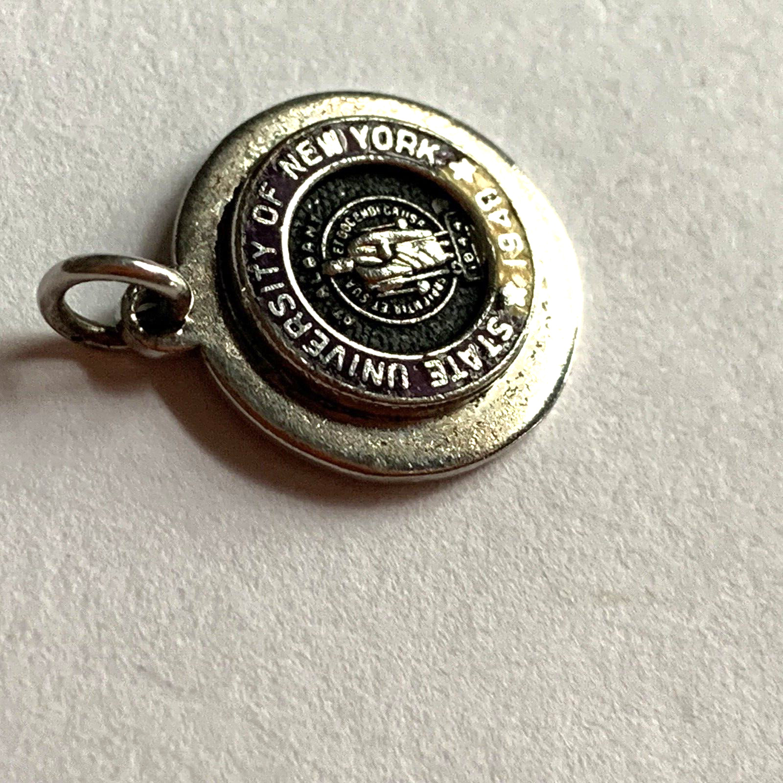 VTG enamel State University of New York sterling Kinney Silver charm engraved