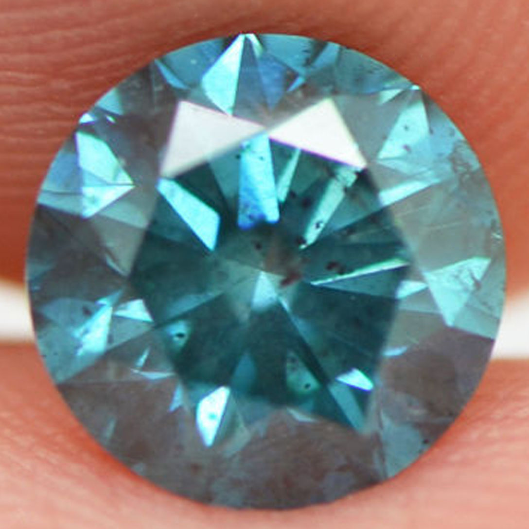 Round Shape Diamond Fancy Blue Color Loose Enhanced SI1 Natural Real 1.37 Carat