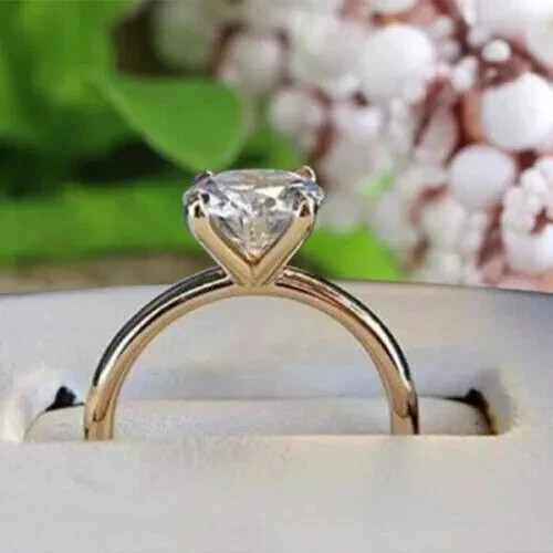 2 Ct Round Lab Created Diamond Solitaire Engagement Ring 14K White Gold Plated