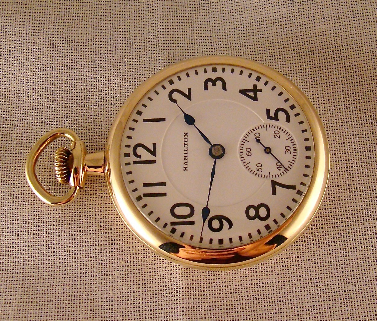 105 YEARS OLD HAMILTON “992” 21j 10k GOLD FILLED OPEN FACE 16s RR OCKET WATCH