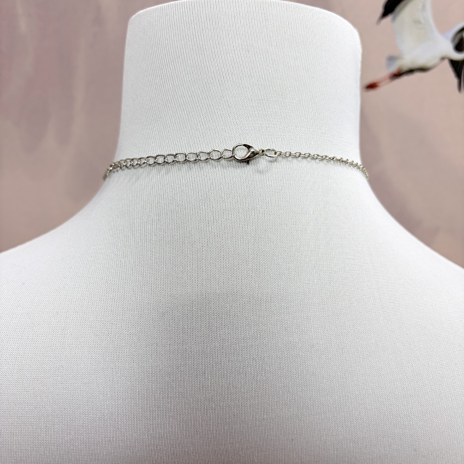 Silver Red Inlay Sword Pendant Rope Chain Necklace