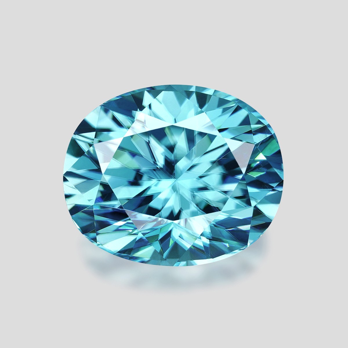 5.67cts CALIBRATED 11x9mm OVAL BARION CUT CAMBODIAN NATURAL SEAFOAM BLUE ZIRCON