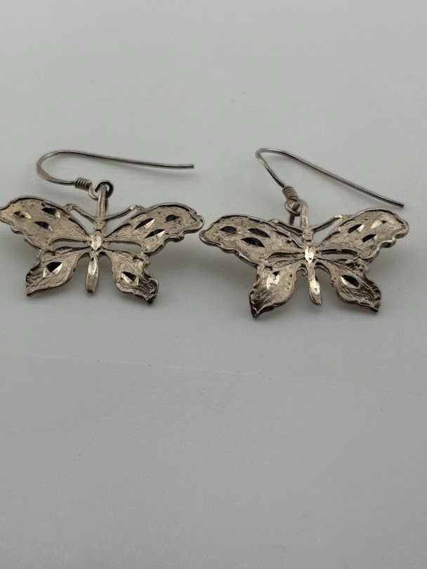 925 STERLING SILVER DIAMOND CUT BUTTERFLY EARRINGS 1.25″ CHANGE GROWTH 2886