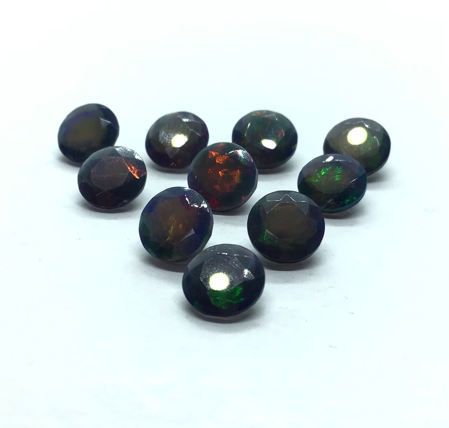 Black Fire Opal AAA Natural Ethiopian Round Cut Loose Gemstone For All Jewelry