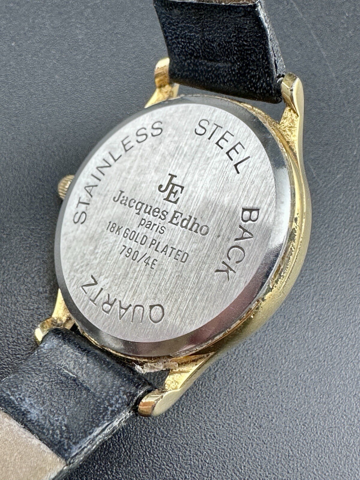 Rare Working Jacques Edho 18k Gold Plated 790/4E Round Watch Roman Numerals D2