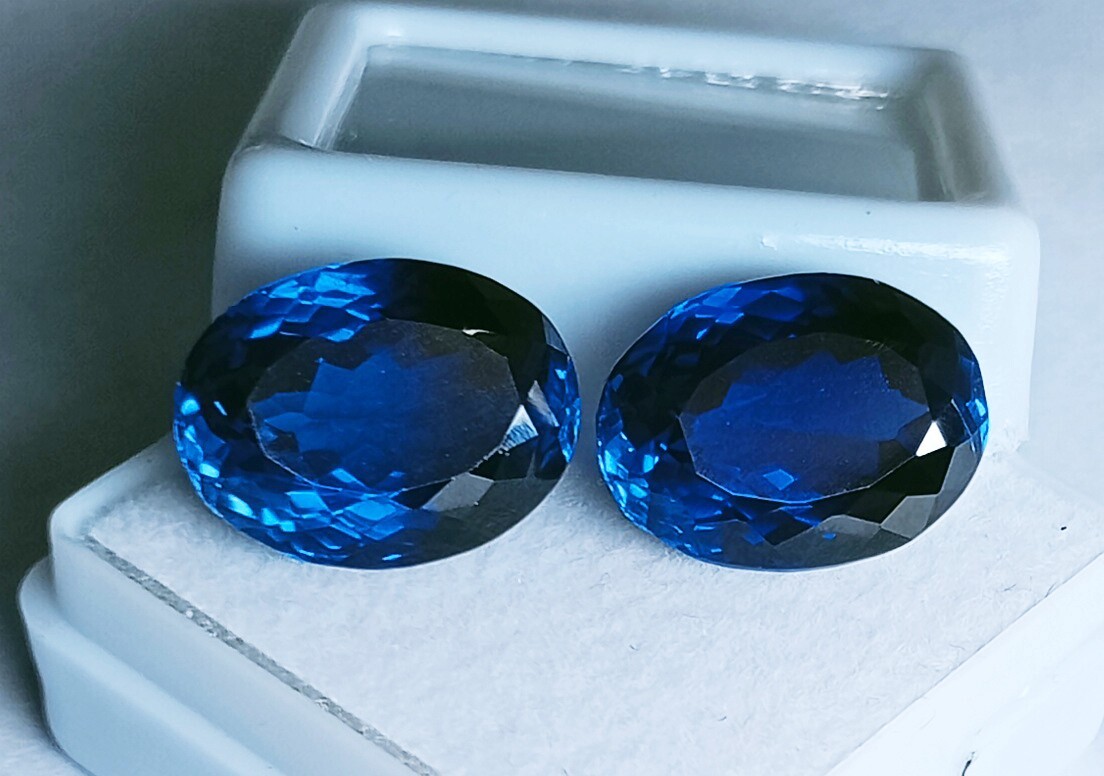 Blue Sapphire Pair Oval Cut Natural Certified 15+ Ct Loose Gemstone