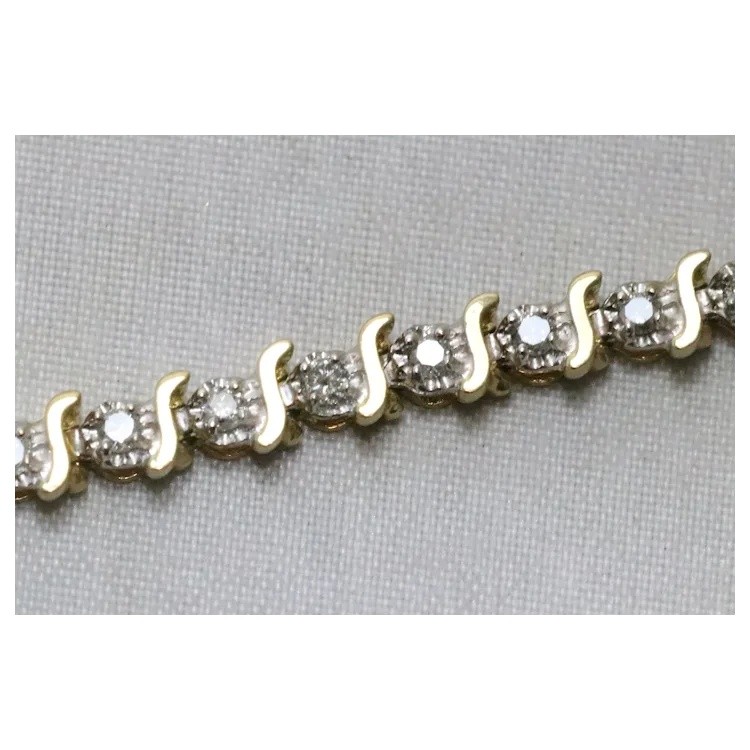 14KT Yellow Gold .96CT Diamond S Link Tennis Bracelet