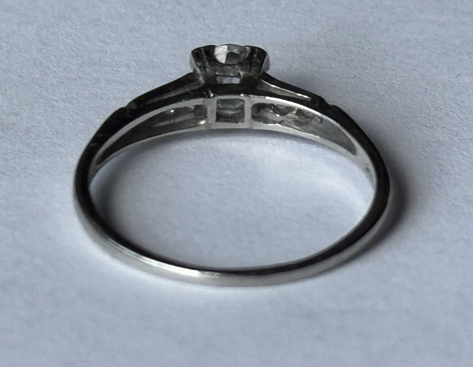 Antique 900 Platinum Victorian Old Mine Cut Diamond Solitaire Ring 0.57 ctw