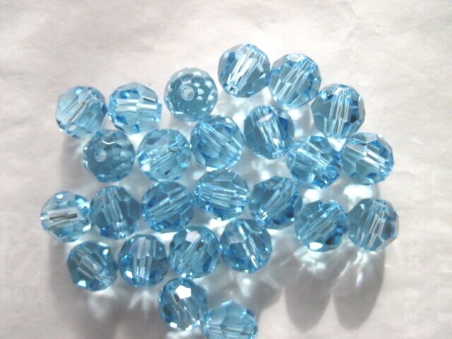 25 pc SWAROVSKI CRYSTAL AQUAMARINE Blue 6mm Loose BEADS #5000 Round MARCH BIRTH