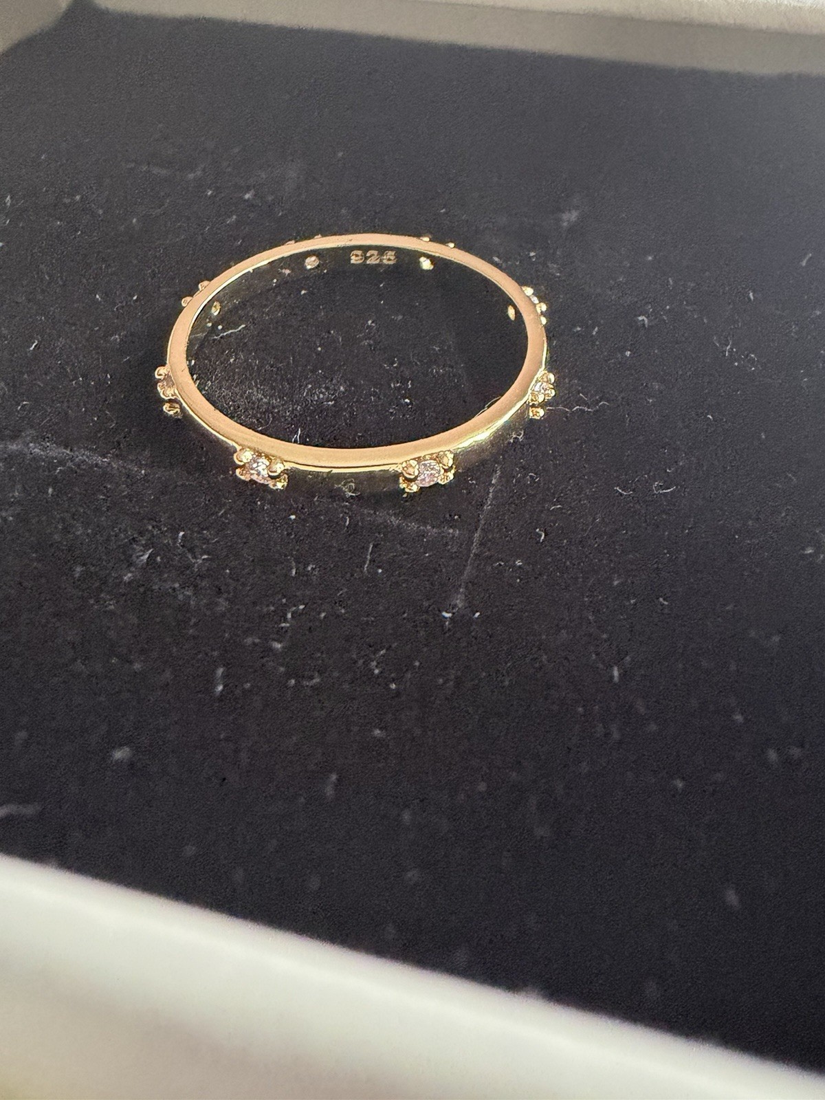 18k Gold Plated 925 Sterling Silver Filled Cubic Zircona Dainty Thin Ring Gift