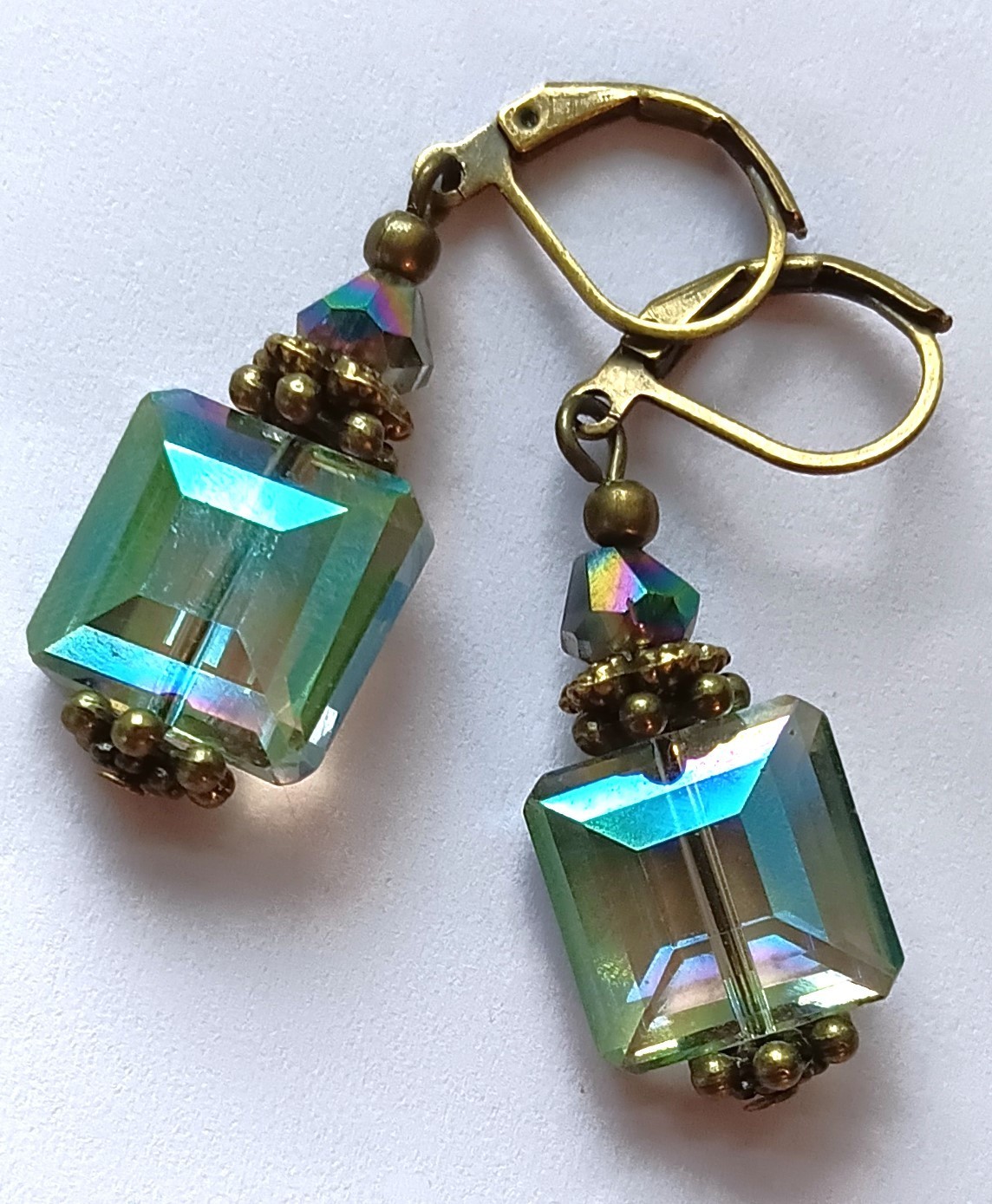 colorized CRYSTAL drops Lever back handcrafted YOU CHOOSE XX