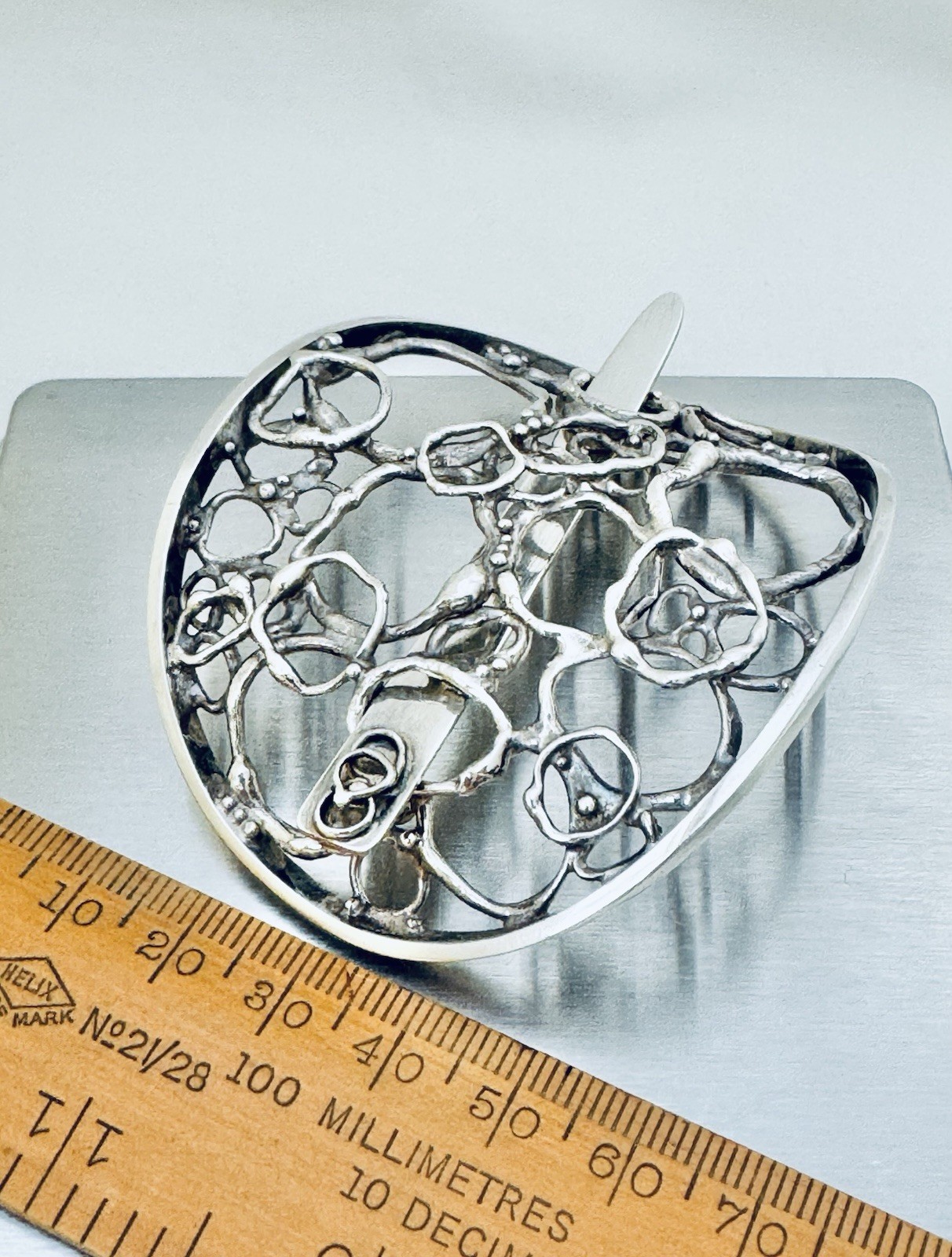 Jane Watling Lacock Solid Sterling Silver Hair Clip London 1986