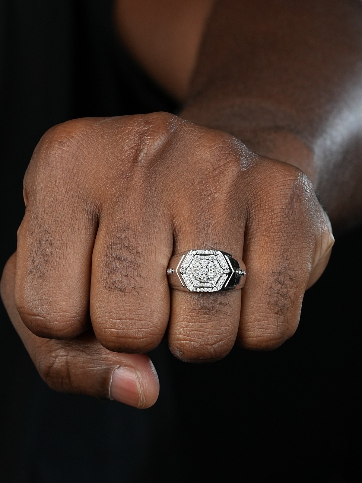 Mens 925 Silver Hip Hop Iced Moissanite Pinky Ring REAL Stone Passes Test GRA