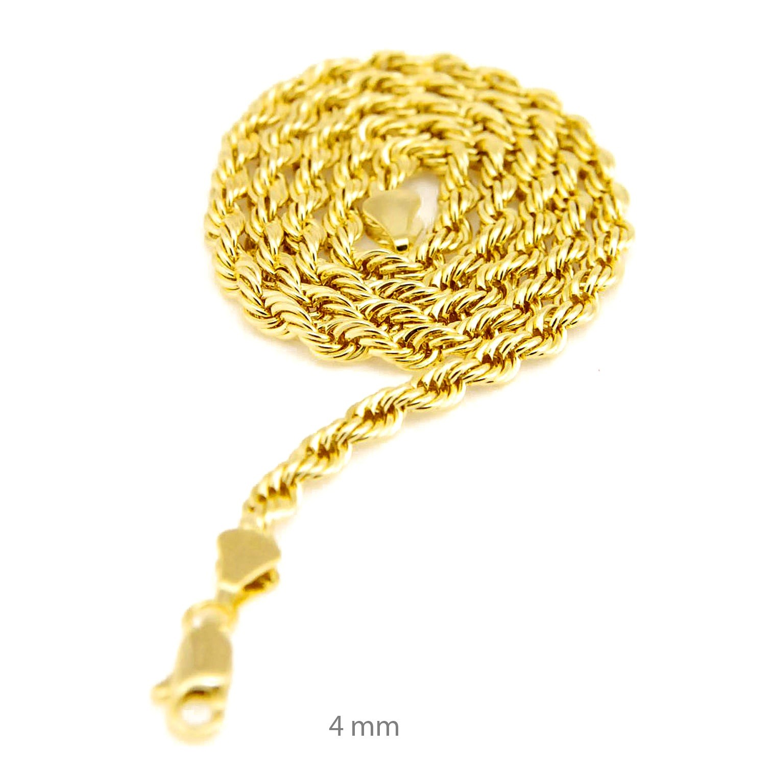 14K Yellow Gold Plated 2.5 / 3 / 4 mm Thin Short Choker 18″ Rope Chain Necklace