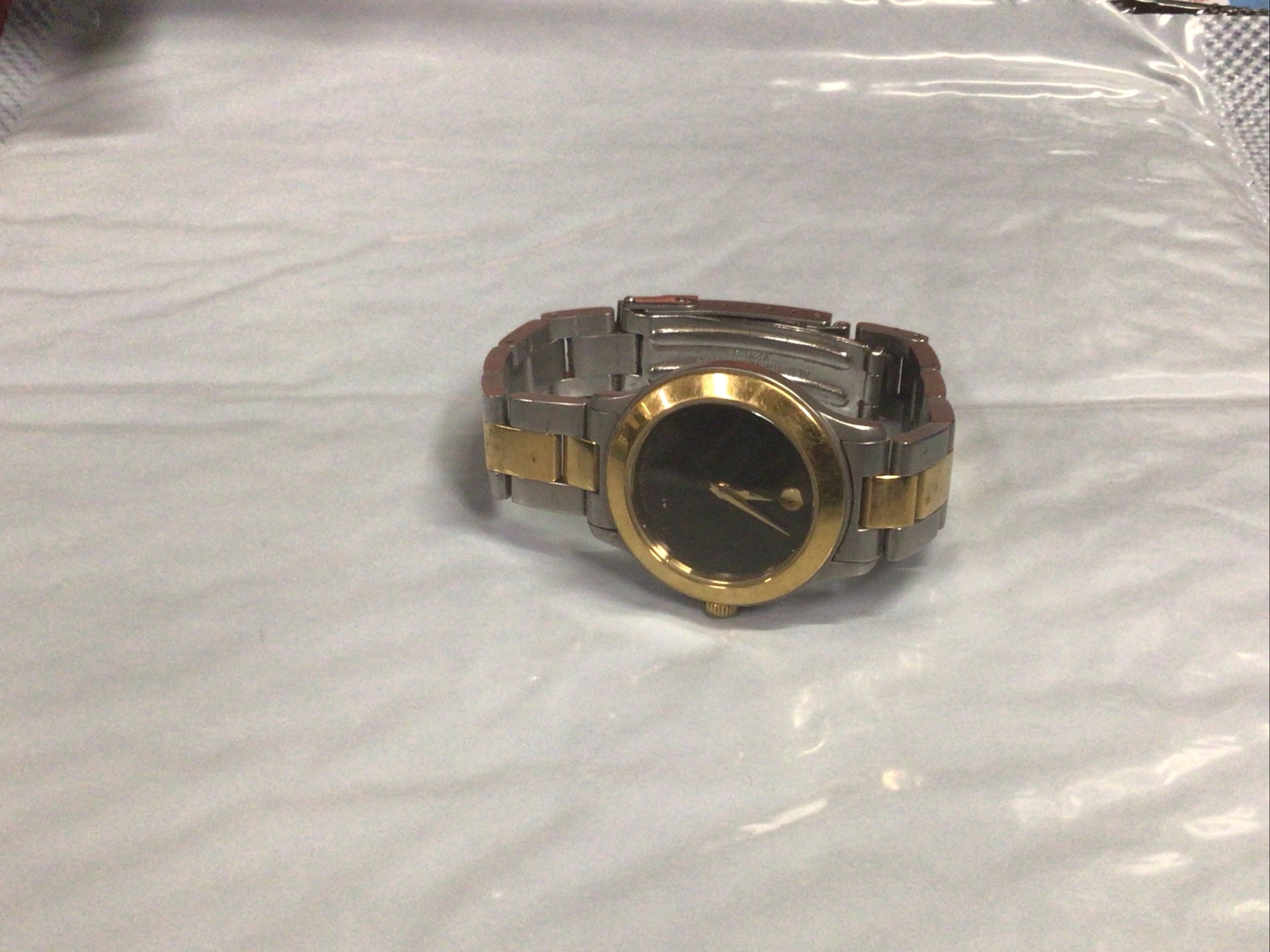 Vintage Movado Two Tone Gold Plated Numberless Stainless Steel Round 21.1mm