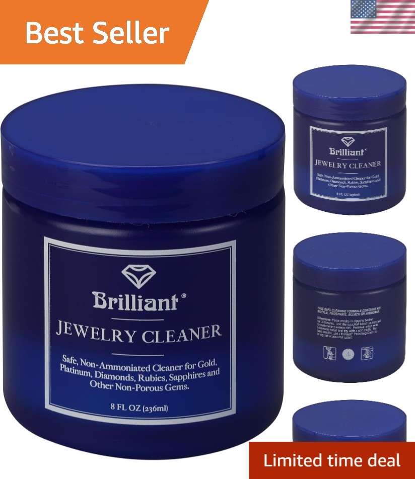 Ultimate 8oz Jewelry Cleaner: Safe, Non-Toxic Liquid for All Non-Porous Gems