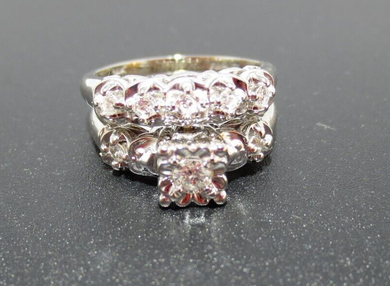 14K WG ROUND DIAMOND BRIDAL SET .25 tcw SZ 5 (A18305-1, 4.90 grams)
