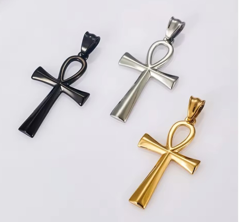 Stainless Steel Ankh Pendants gold silver and black