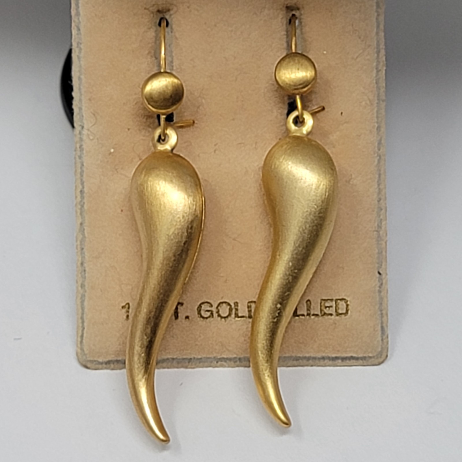 Vintage 14K Gold Filled Italian Cornicello Earrings Horn Amulet Jewelry