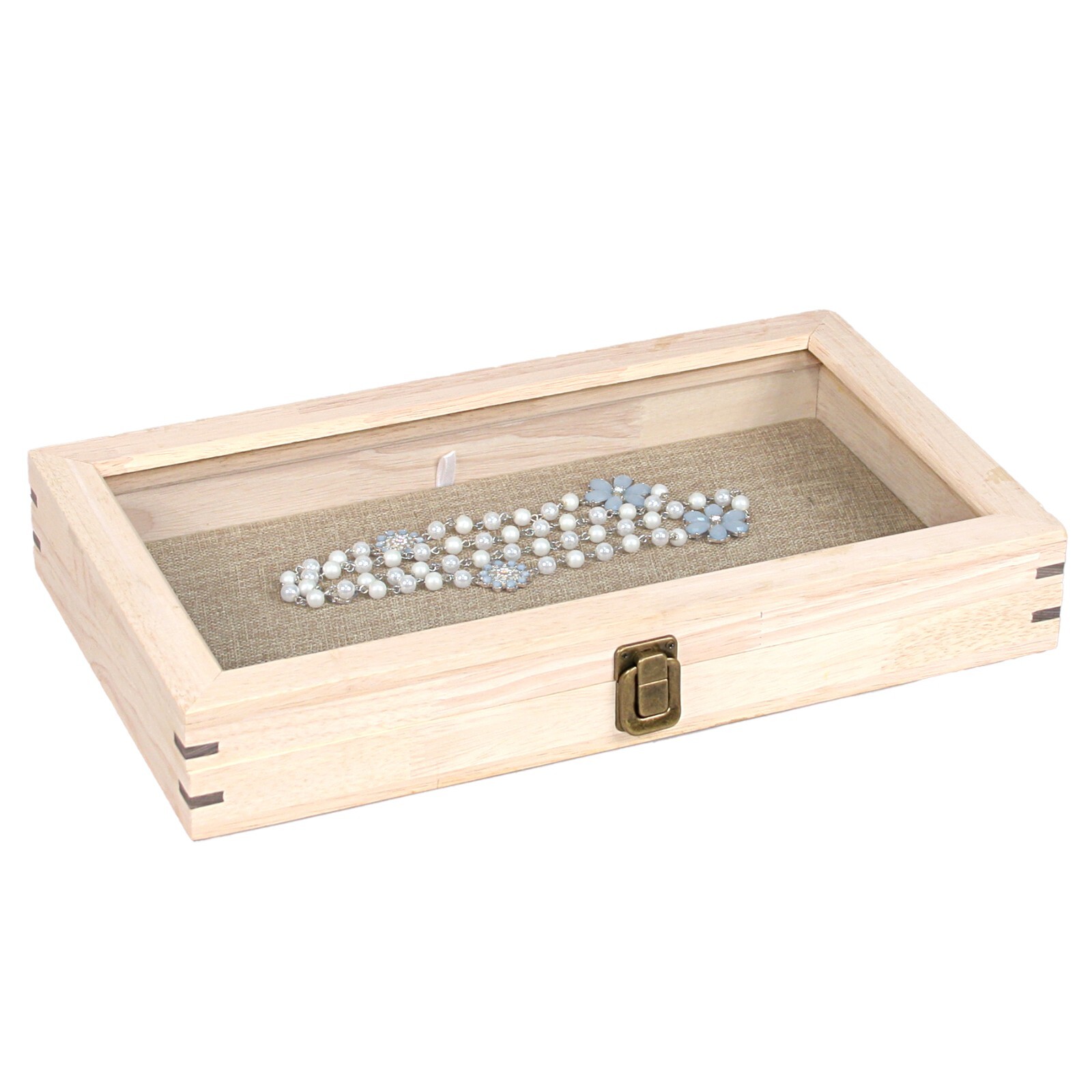 Jewelry Case with Glass Top and Lock with various finishes available