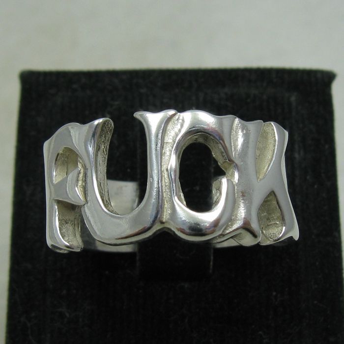 Genuine Sterling Silver Ring Solid 925 Band F**K Handmade Perfect Quality