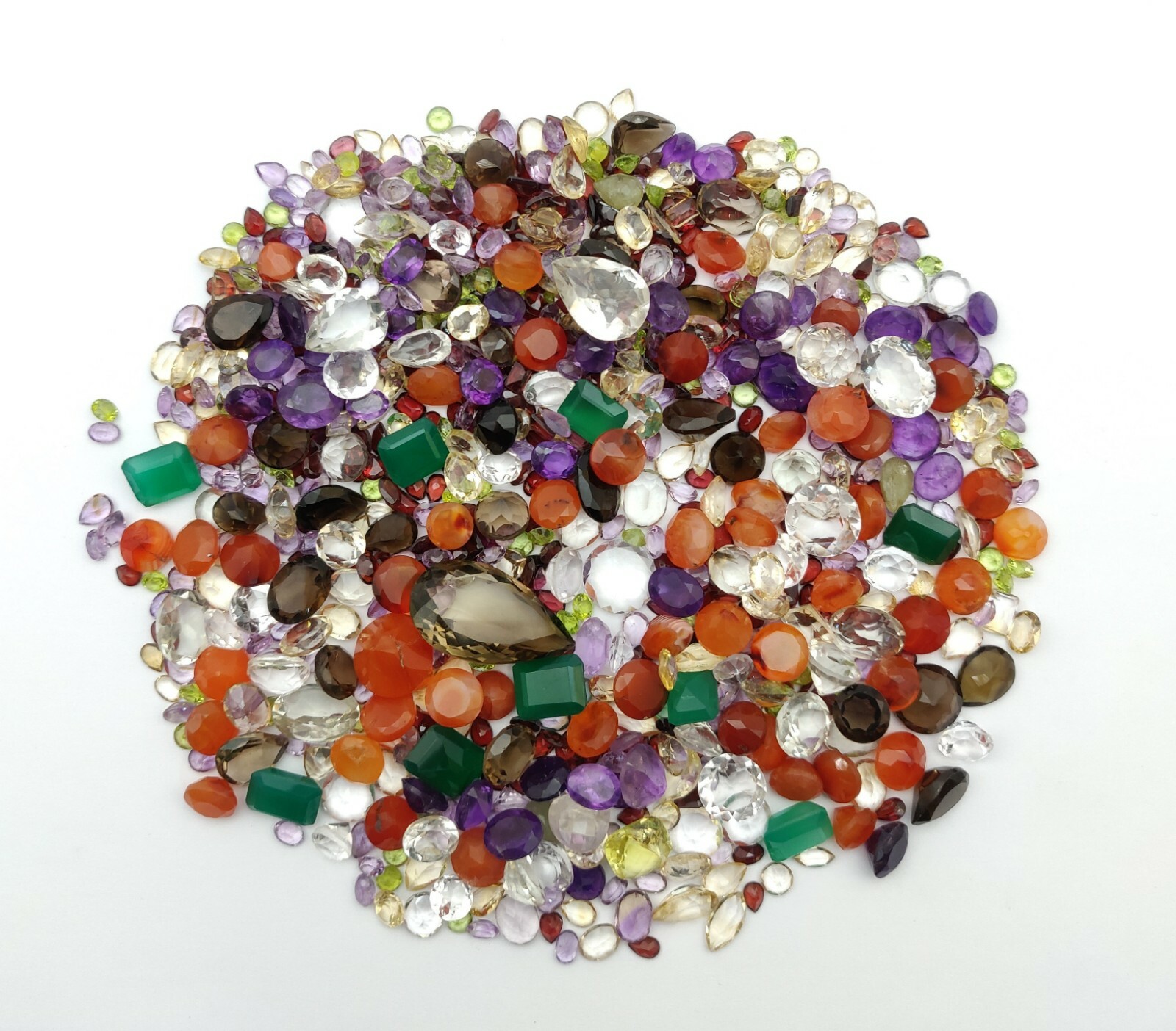 500 Carat Lot of Natural Mix Faceted Cut Gemstone~Amethyst, Citrine, Onyx,Quartz