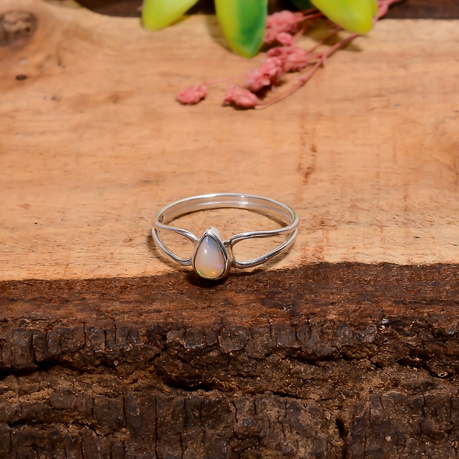 925 Sterling Silver Natural Welo Fire Ethiopian Opal Ring 6.5 US Gift For Her