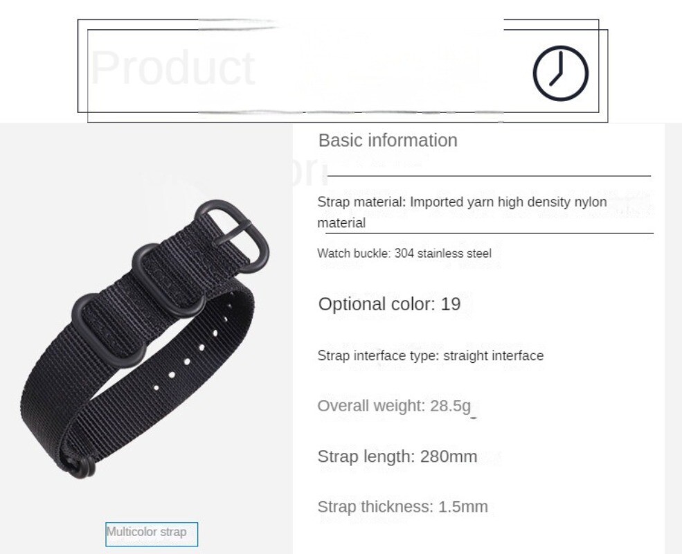 Quality Nylon Canvas Watch Straps Mens Military Padded Wristband 18 20 22 24mm