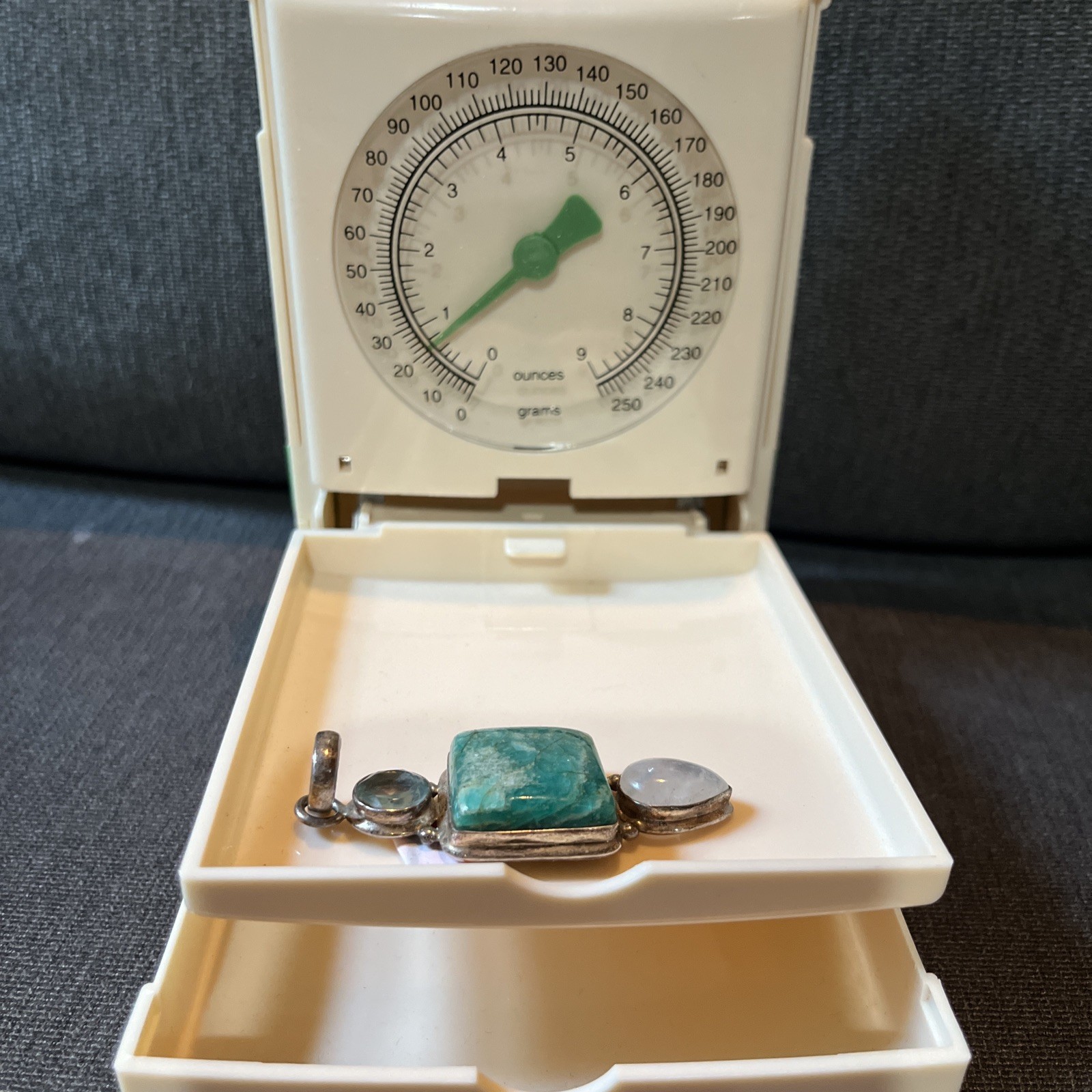 vintage Large multi-gemstone sterling silver drop pendant 3” Long