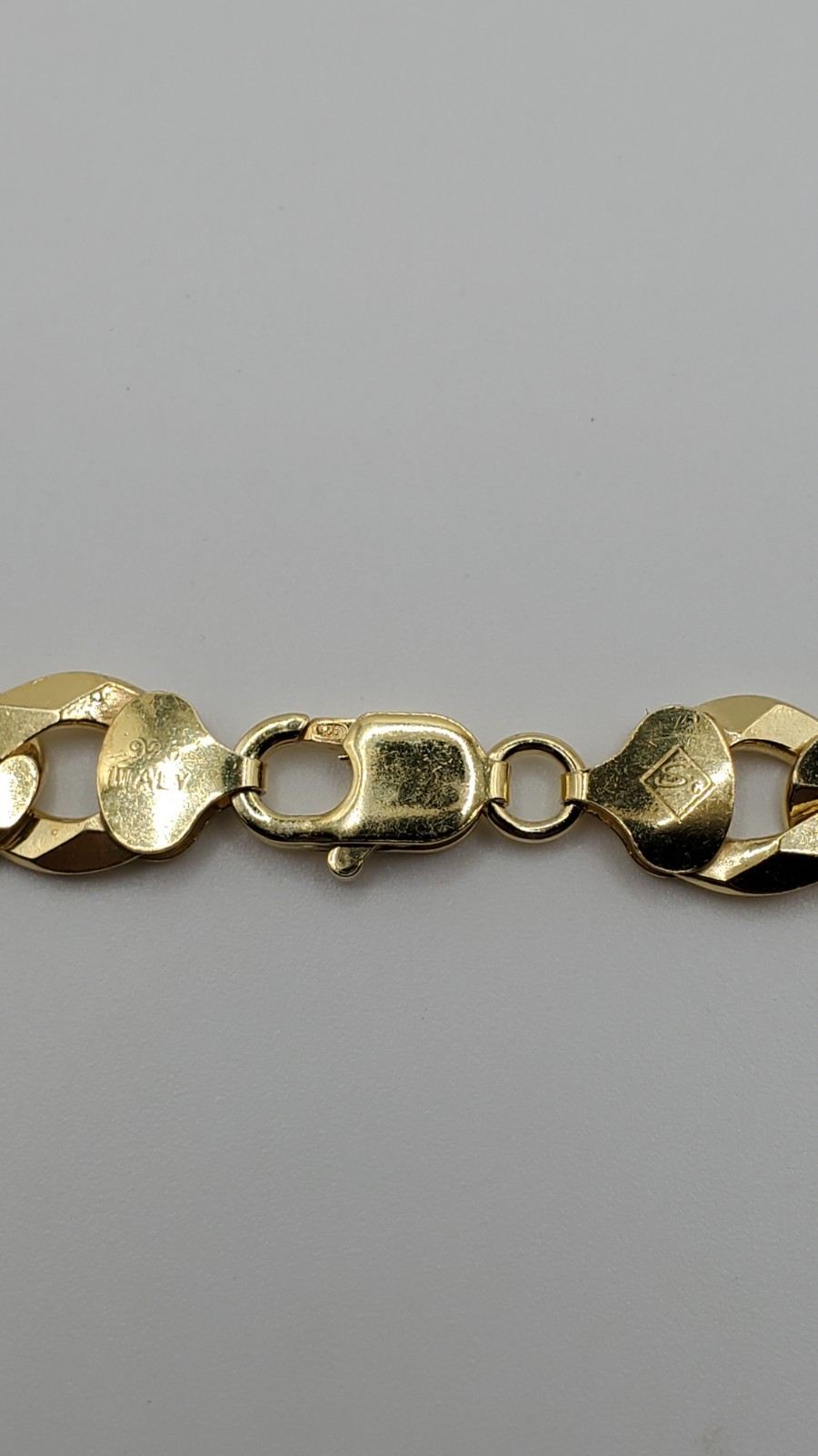 14K Gold Vermeil 925 Sterling Silver Open Curb Chain 10.9mm 24″ Men Italy, NEW