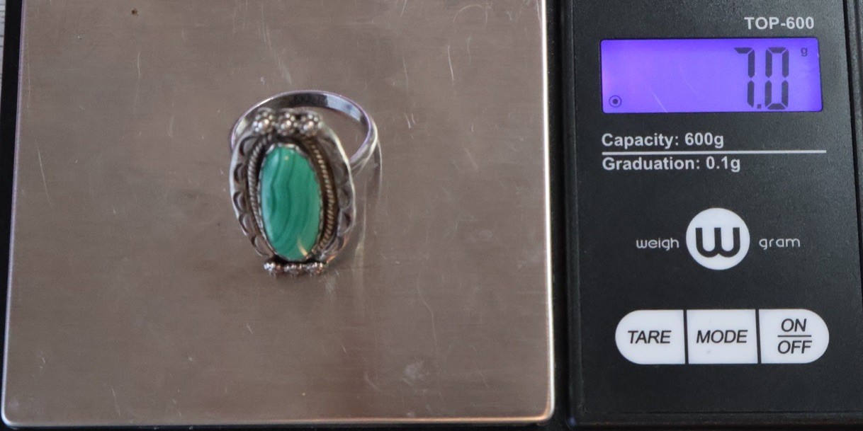 Navajo LY Sterling Malachite Ring 7G / Sz 8